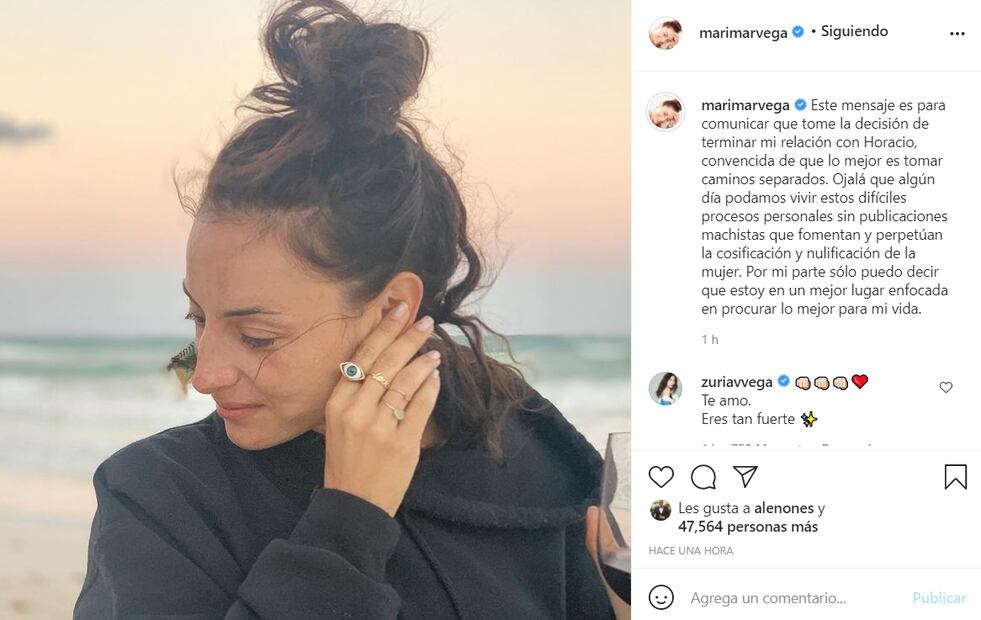 Marimar Vega confirma ruptura con Horacio Pancheri  