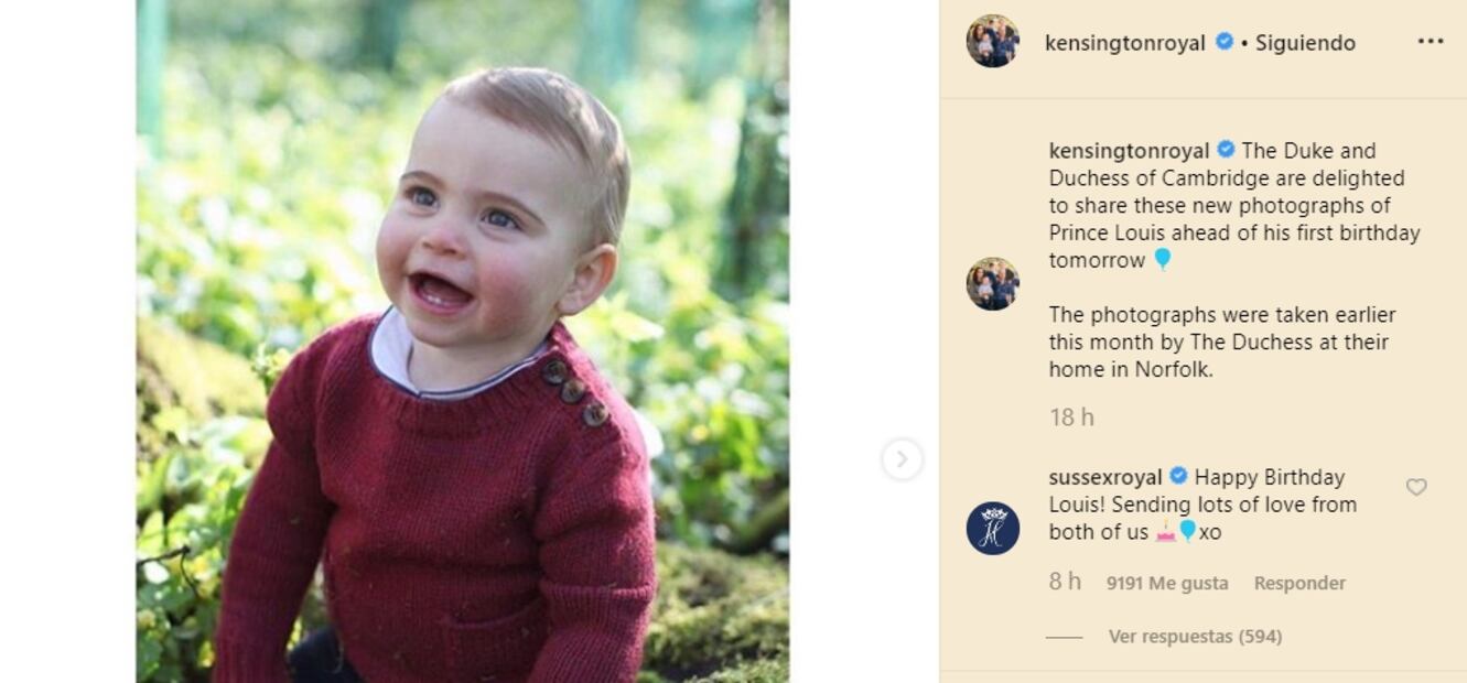 Con pocas palabras, Meghan Markle y el príncipe Harry felicitan al príncipe Louis 