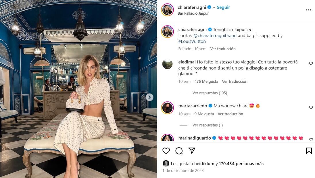 Chiara Ferragni en colaboración con Louis Vuitton/Instagram.