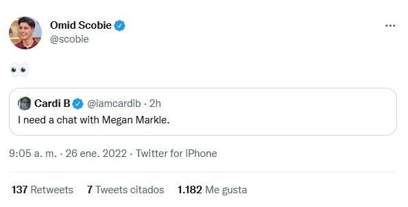 Cardi B busca a Meghan Markle a través de Twitter