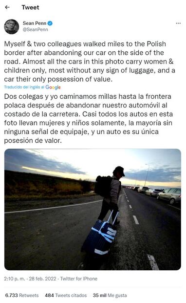 Sean Penn regresa a Estados Unidos tras abandonar Ucrania
