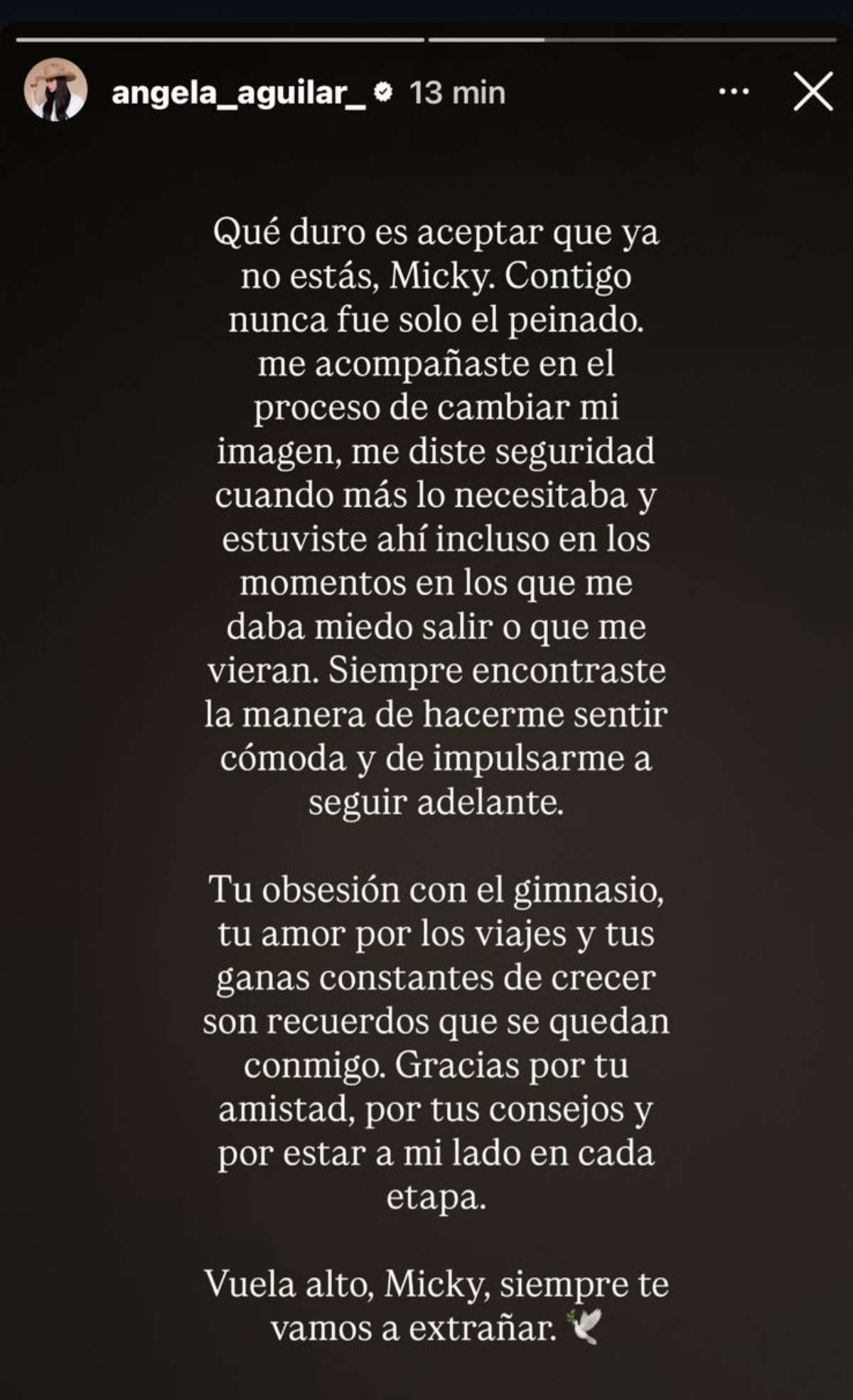 Ángela Aguilar despidió a Miguel Ángel de la Mora con un sentido mensaje / Foto: Instagram  @angela_aguilar_