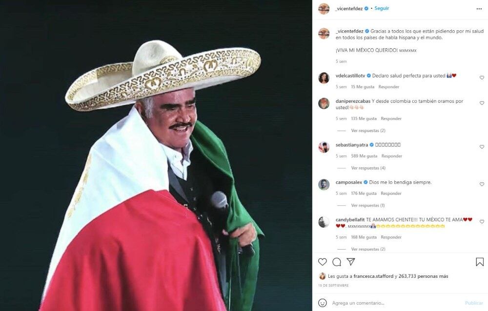 Vicente Fernández sale de terapia intensiva