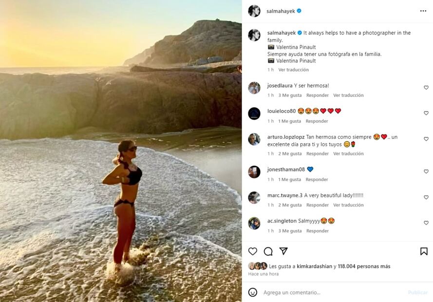 Salma Hayek fotografiada por su hija Valentina Paloma / Instagram