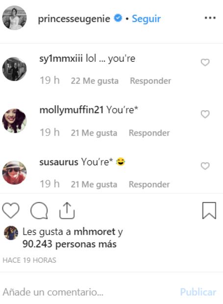 Se burlan de Eugenia de York por un 'dedazo' en publicación de Instagram 