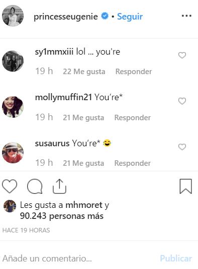 Se burlan de Eugenia de York por un 'dedazo' en publicación de Instagram 