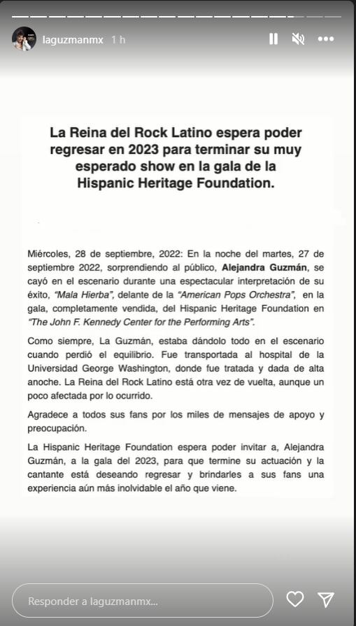 Alejandra Guzmán afectada, se dislocó la cadera con su caída en el escenario