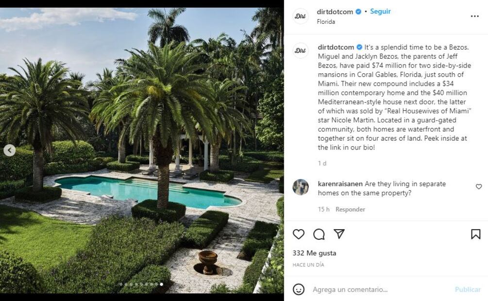 Papás de Jeff Bezos compran gigantesca propiedad por 74 millones de dólares