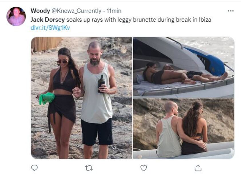 Jack Dorsey es captado en una isla con barba y de la mano de una mujer