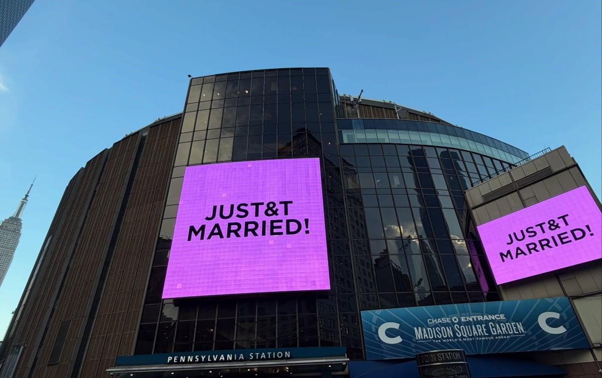Las pantallas del Madison Square Garden anunciaron el matrimonio de Taylor Swift y Travis Kelce / Foto: Instagram