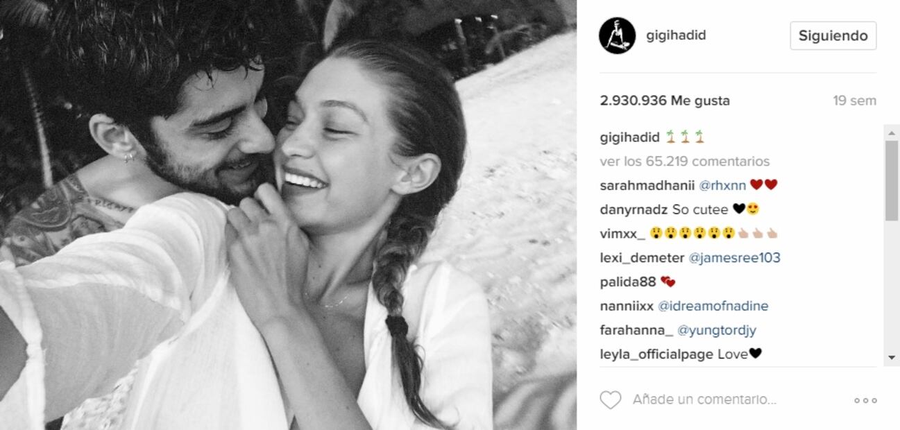 El álbum romántico de Gigi Hadid y Zayn Malik
