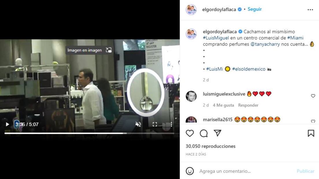 Luis Miguel reaparece muy rejuvenecido en un centro comercial de Miami