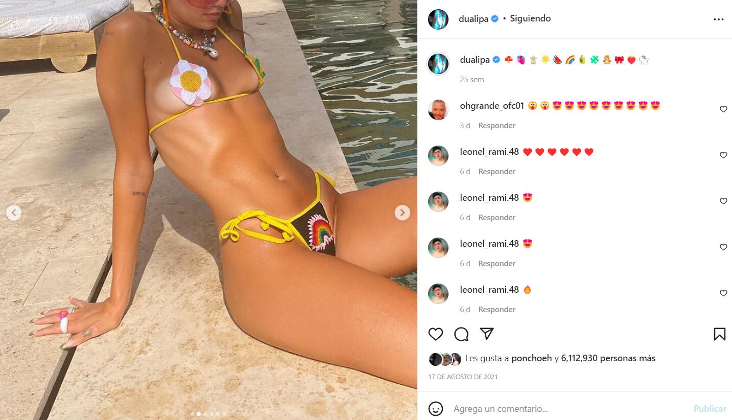 Dua Lipa se adelanta a la primavera con un mini bikini de crochet