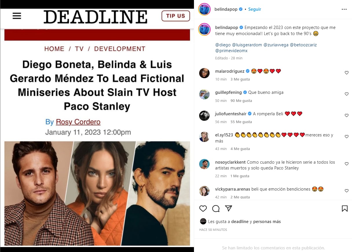 Belinda, Diego Boneta y Luis Gerardo Méndez, protagonistas de nueva miniserie sobre Paco Stanley