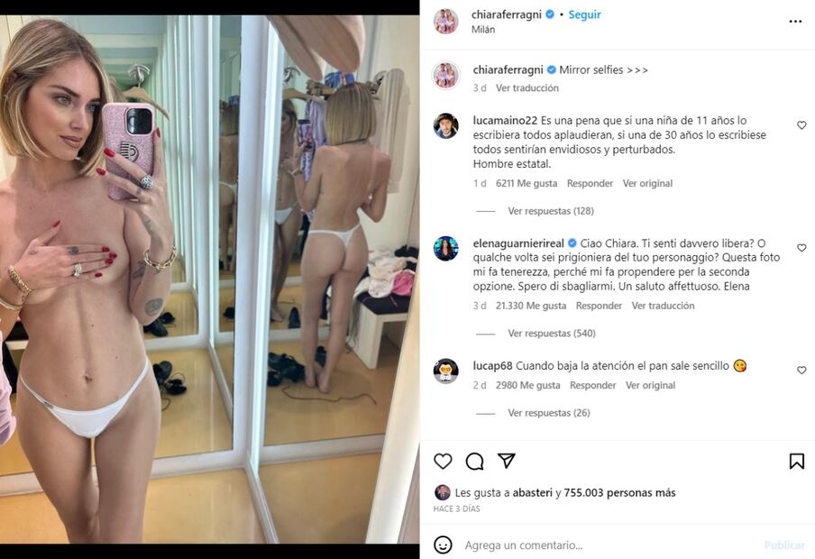 La atrevida 'mirror selfie' de Chiara Ferragni / Instagram