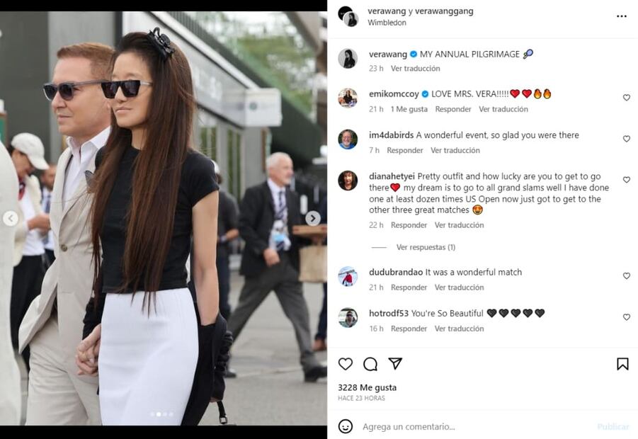 Vera Wang en Wimbledon / Instagram