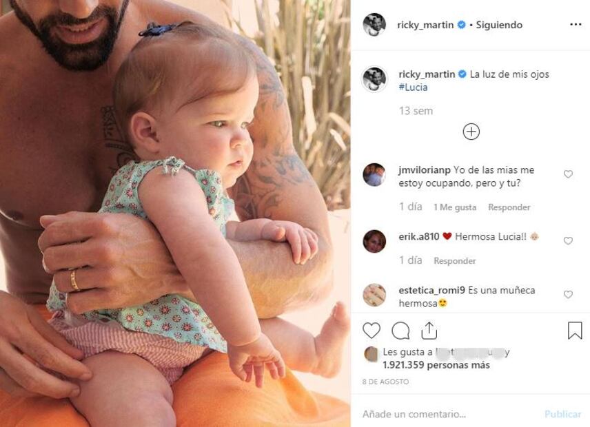 Lucía, la tierna hija de Ricky Martin, "manipula" a todos los integrantes de su familia