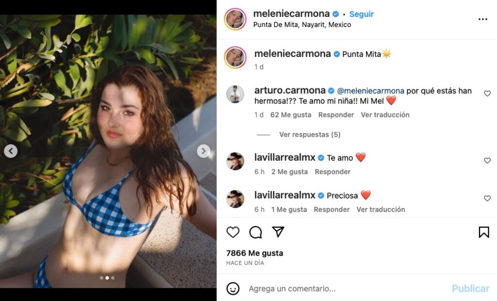 Melenie Carmona, hija de Alicia Villarreal, recicla su bañador de cuadros vichy y luce fabulosa