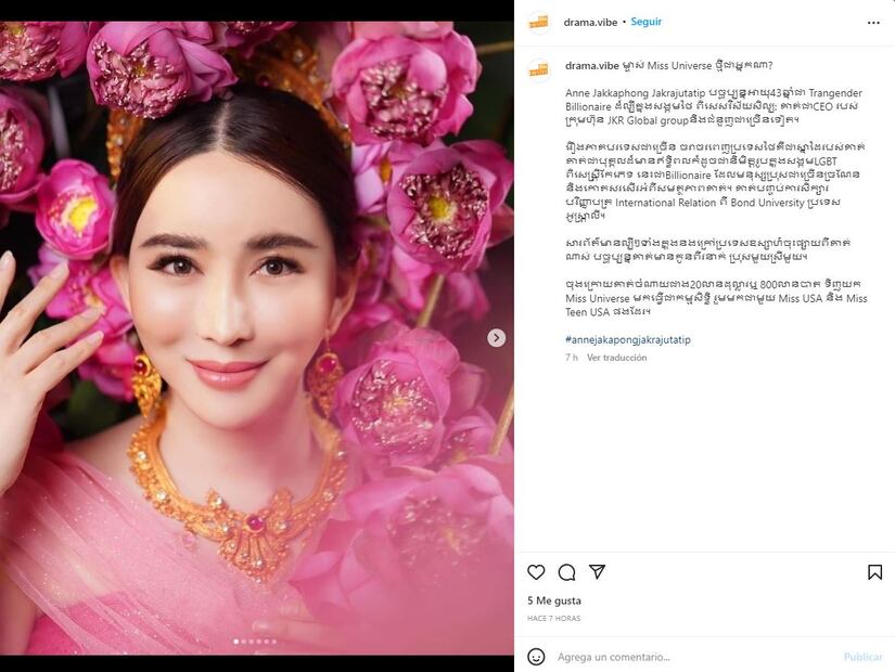 Anne Jakapong Jakrajutatip, millonaria transgénero, compra el certamen Miss Universo
