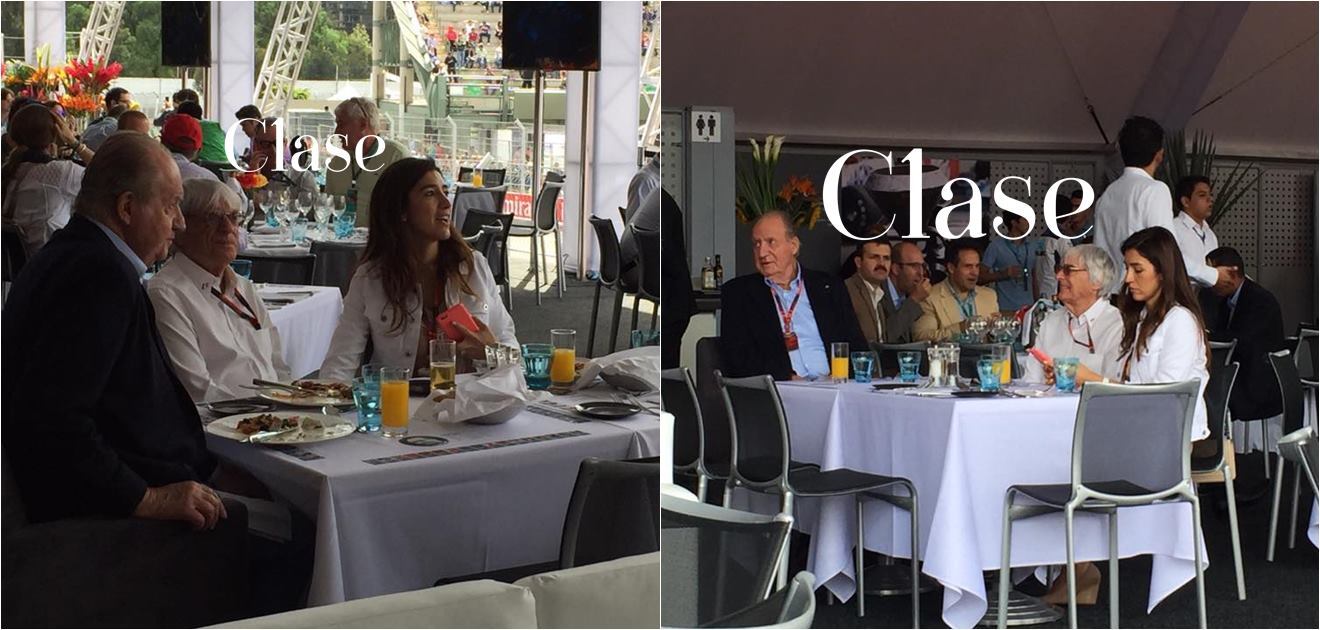 <p>Juan Carlos presenció el primer día de la Fórmula 1 en nuestro país con Bernie Ecclestone y su esposa Fabiana Folsi.  <strong>(FOTO: Eugenia Correa)</strong></p>
