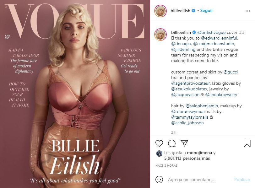 Billie Eilish y su sorpresivo cambio: posa en sexy corsé para Vogue