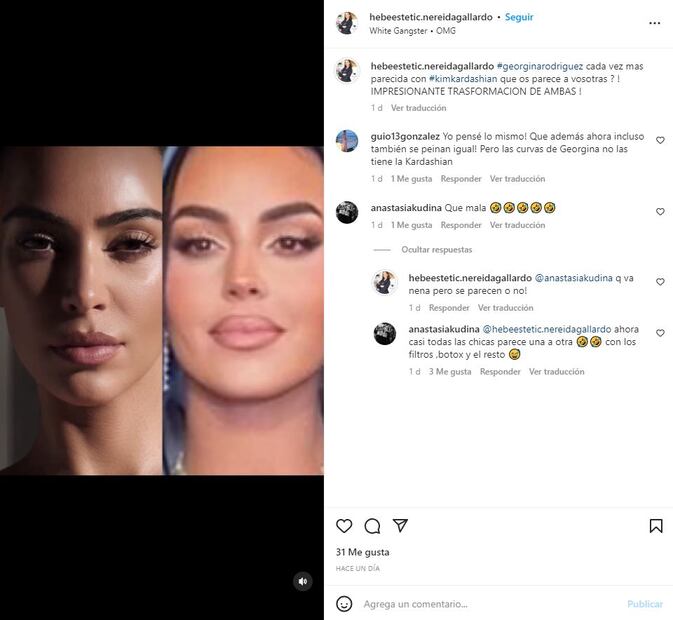 Ex de Cristiano Ronaldo compara a Georgina con Kim Kardashian