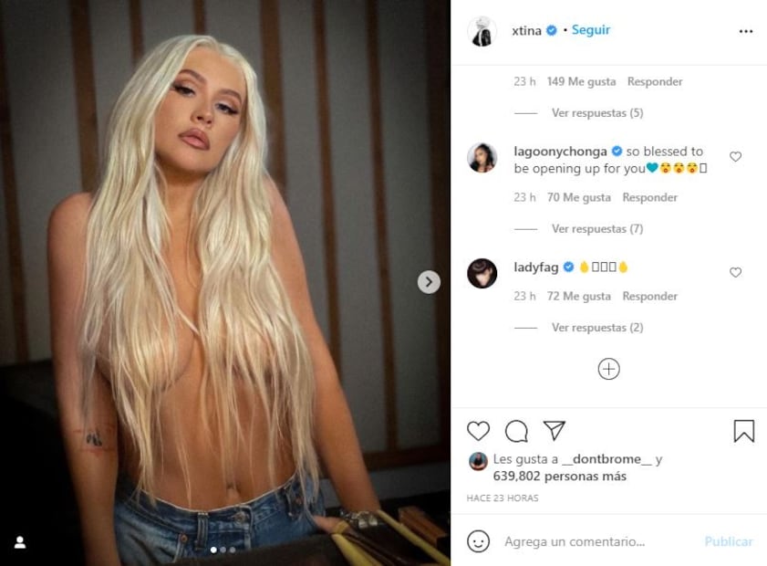 Christina Aguilera posa braless a sus 40 años