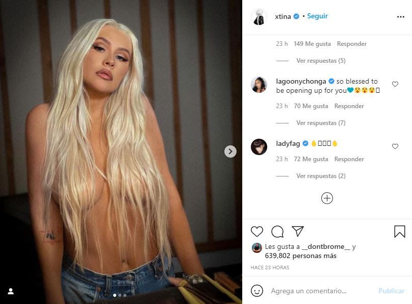 Christina Aguilera posa braless a sus 40 años