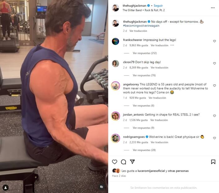 La rutina de ejercicio de Hugh Jackman / Instagram: @thehughjackman