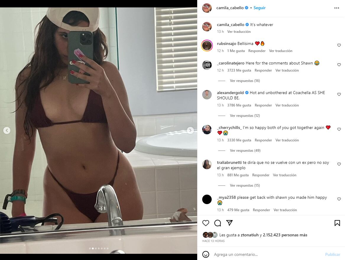 Camila Cabello comparte atrevidas fotos tras ser captada besando a su exnovio Shawn Mendes