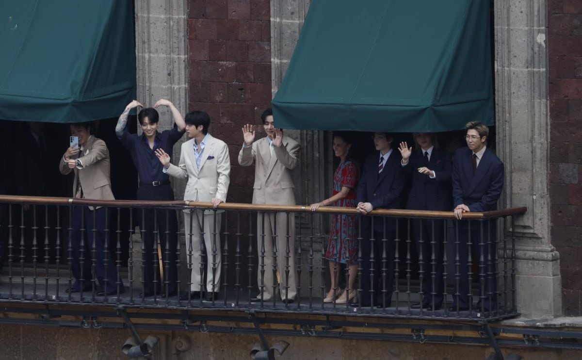 BTS en Palacio Nacional junto a la presidenta Claudia Sheinbaum / Foto: Diego Simón Sánchez- EL UNIVERSAL.