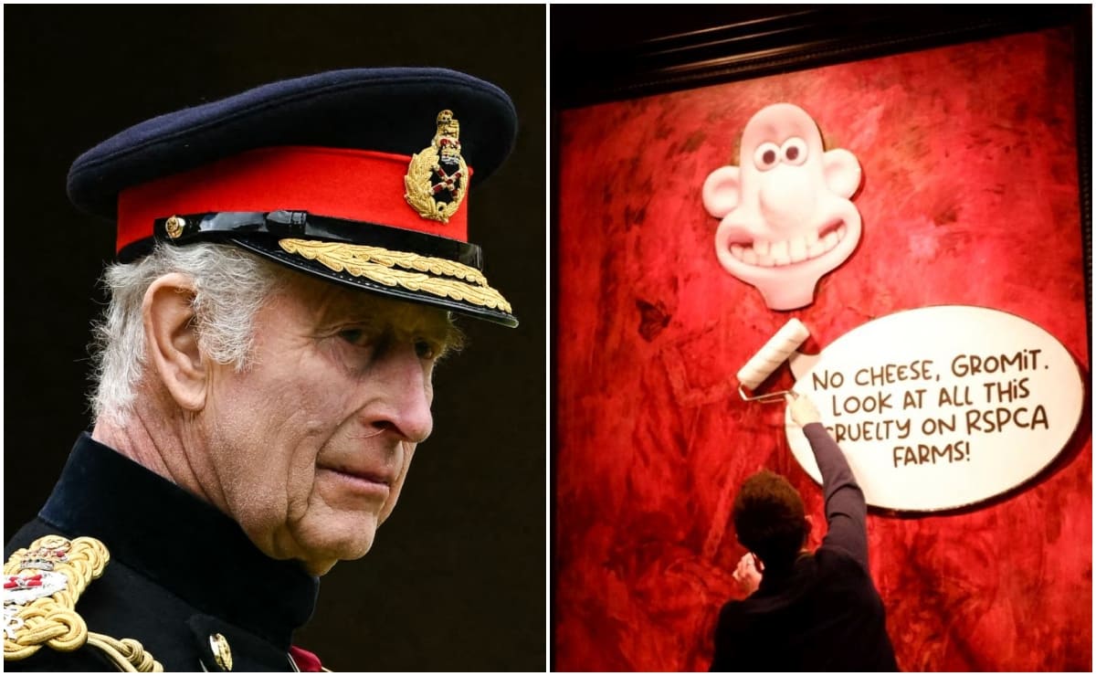 Retrato oficial del rey Carlos III sufre ataque de activistas en Londres