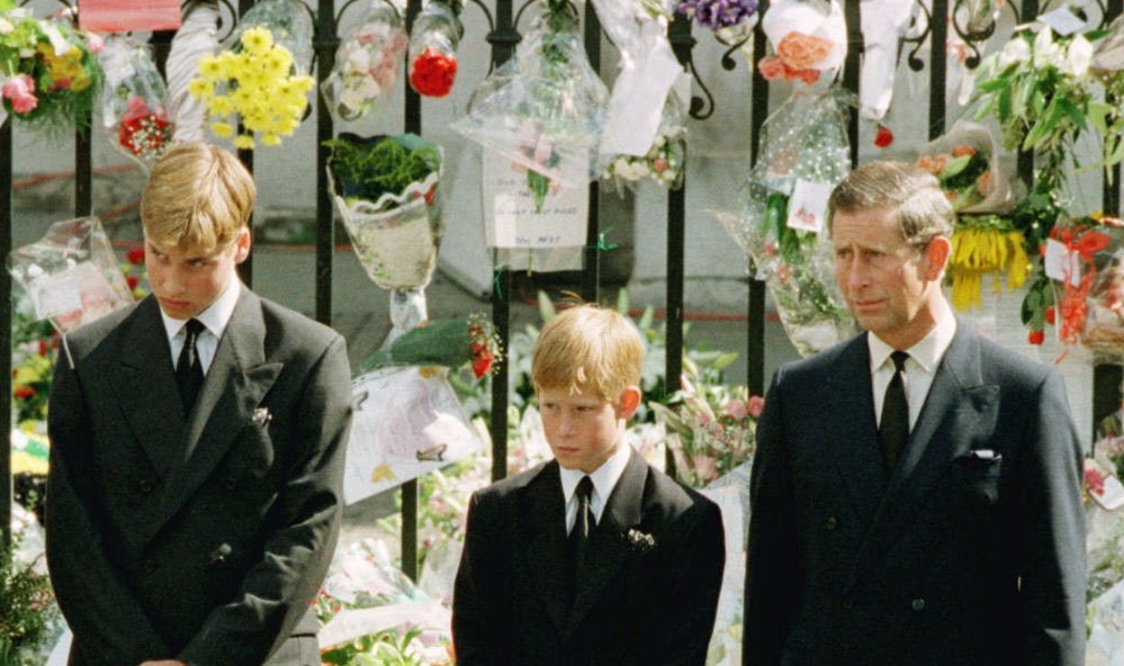 rey Carlos, principe William, principe Harry, princesa Diana, Funeral