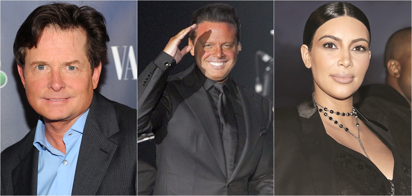 Michael J. Fox, Luis Miguel y Kim Kardashian son aquejados por algunos padecimientos. (Fotos: Archivo)